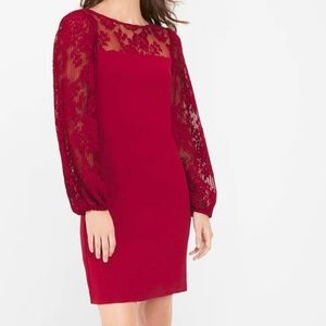 PLEATED LACE SHIFT DRESS
